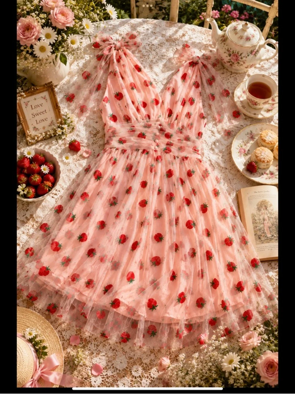 Strawberry Sparkle Tulle Party Dress XXL Pink Retro Stage NWT - Picture 6 of 13